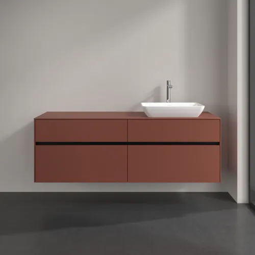 Bild von VILLEROY BOCH Collaro Waschbeckenunterschrank, mit Beleuchtung, 4 Auszüge, 1600 x 548 x 500 mm, Wine Red / Wine Red #C122B0AH