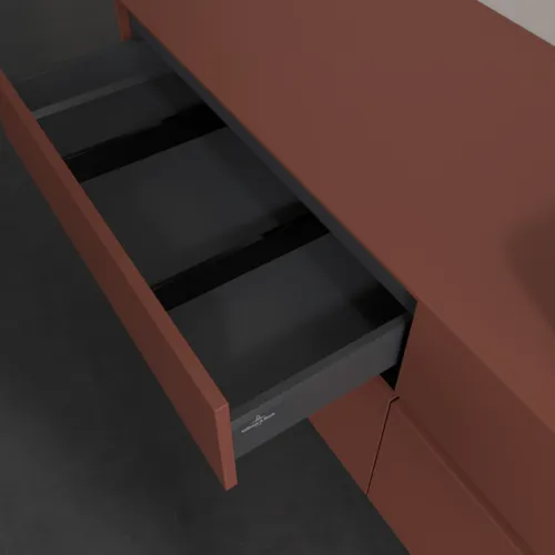 Bild von VILLEROY BOCH Collaro Waschbeckenunterschrank, mit Beleuchtung, 4 Auszüge, 1600 x 548 x 500 mm, Wine Red / Wine Red #C122B0AH