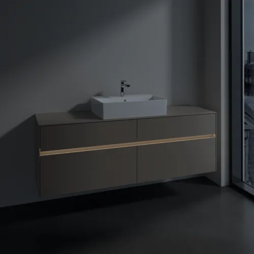 Obrázek VILLEROY BOCH Toaletní skříňka Collaro, s osvětlením, 4 výsuvy, 1600 x 548 x 500 mm, taupe / taupe #C134B0VM