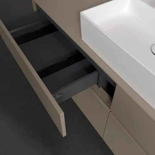 Obrázek VILLEROY BOCH Toaletní skříňka Collaro, s osvětlením, 4 výsuvy, 1600 x 548 x 500 mm, taupe / taupe #C134B0VM