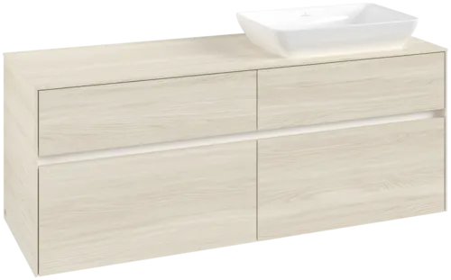 Зображення з  VILLEROY BOCH Collaro Vanity unit, with lighting, 4 pull-out compartments, 1400 x 548 x 500 mm, White Oak / White Oak #C118B0AA