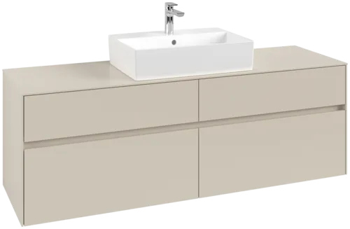 Picture of VILLEROY BOCH Collaro Vanity unit, with lighting, 4 pull-out compartments, 1600 x 548 x 500 mm, Cashmere Grey / Cashmere Grey #C134B0VN