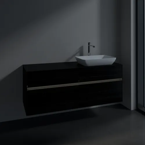 Bild von VILLEROY BOCH Collaro Waschbeckenunterschrank, mit Beleuchtung, 4 Auszüge, 1400 x 548 x 500 mm, Black Oak / Black Oak #C118B0AB