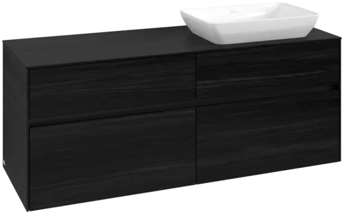 Зображення з  VILLEROY BOCH Collaro Vanity unit, with lighting, 4 pull-out compartments, 1400 x 548 x 500 mm, Black Oak / Black Oak #C118B0AB