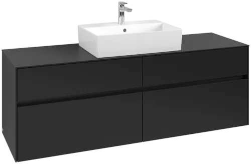 Picture of VILLEROY BOCH Collaro Vanity unit, with lighting, 4 pull-out compartments, 1600 x 548 x 500 mm, Volcano Black / Volcano Black #C134B0VL
