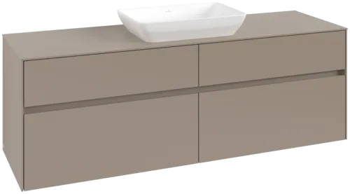 Picture of VILLEROY BOCH Collaro Vanity unit, with lighting, 4 pull-out compartments, 1600 x 548 x 500 mm, Taupe / Taupe #C120B0VM