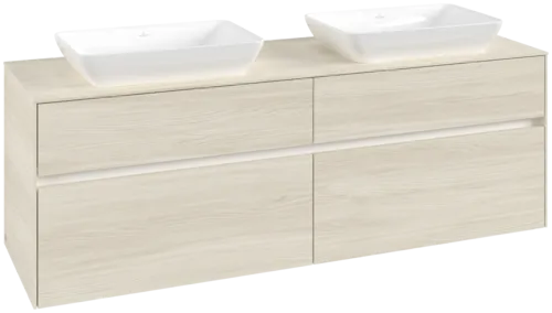 Зображення з  VILLEROY BOCH Collaro Vanity unit, with lighting, 4 pull-out compartments, 1600 x 548 x 500 mm, White Oak / White Oak #C123B0AA
