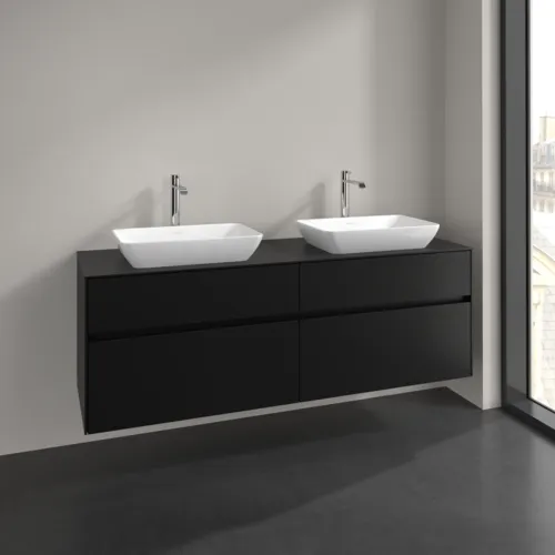 Bild von VILLEROY BOCH Collaro Waschbeckenunterschrank, 4 Auszüge, 1600 x 548 x 500 mm, Volcano Black / Volcano Black #C12300VL