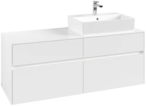 Picture of VILLEROY BOCH Collaro Vanity unit, with lighting, 4 pull-out compartments, 1400 x 548 x 500 mm, White Matt / White Matt #C133B0MS