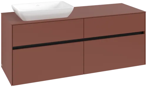 Picture of VILLEROY BOCH Collaro Vanity unit, with lighting, 4 pull-out compartments, 1400 x 548 x 500 mm, Wine Red / Wine Red #C117B0AH