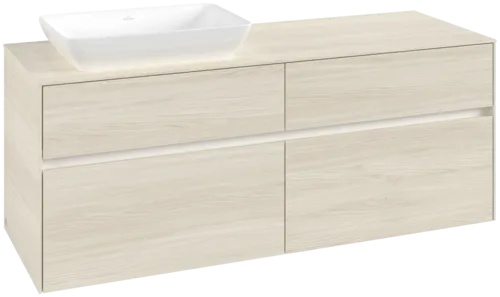 Picture of VILLEROY BOCH Collaro Vanity unit, with lighting, 4 pull-out compartments, 1400 x 548 x 500 mm, White Oak / White Oak #C117B0AA