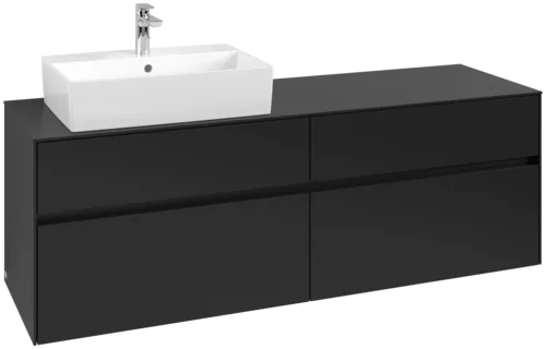 Picture of VILLEROY BOCH Collaro Vanity unit, with lighting, 4 pull-out compartments, 1600 x 548 x 500 mm, Volcano Black / Volcano Black #C135B0VL