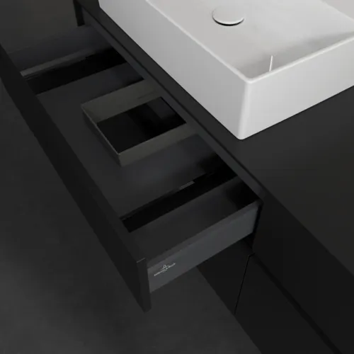 Bild von VILLEROY BOCH Collaro Waschbeckenunterschrank, mit Beleuchtung, 4 Auszüge, 1600 x 548 x 500 mm, Volcano Black / Volcano Black #C135B0VL