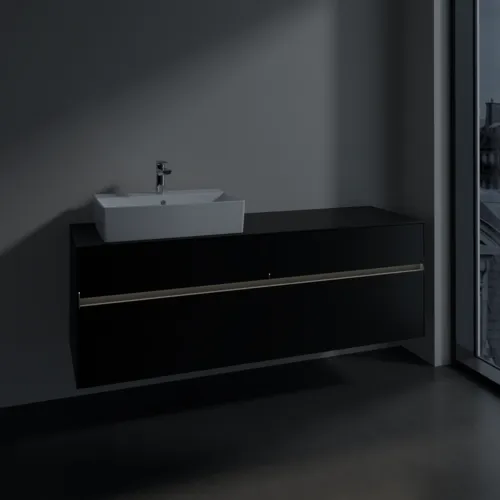 Bild von VILLEROY BOCH Collaro Waschbeckenunterschrank, mit Beleuchtung, 4 Auszüge, 1600 x 548 x 500 mm, Volcano Black / Volcano Black #C135B0VL
