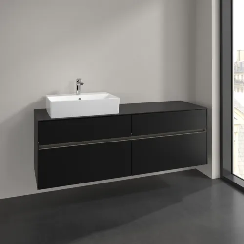 Bild von VILLEROY BOCH Collaro Waschbeckenunterschrank, mit Beleuchtung, 4 Auszüge, 1600 x 548 x 500 mm, Volcano Black / Volcano Black #C135B0VL