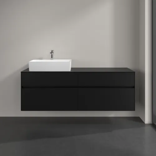 Bild von VILLEROY BOCH Collaro Waschbeckenunterschrank, mit Beleuchtung, 4 Auszüge, 1600 x 548 x 500 mm, Volcano Black / Volcano Black #C135B0VL