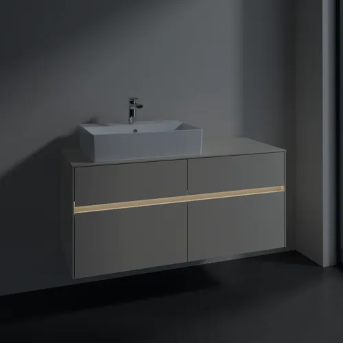 Bild von VILLEROY BOCH Collaro Waschbeckenunterschrank, mit Beleuchtung, 4 Auszüge, 1200 x 548 x 500 mm, Cashmere Grey / Cashmere Grey #C129B0VN