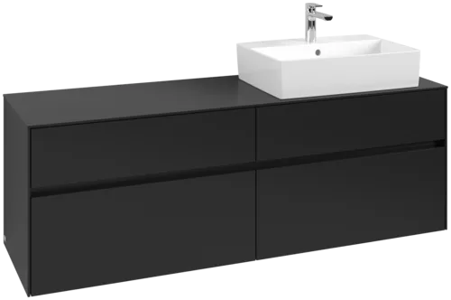 Picture of VILLEROY BOCH Collaro Vanity unit, with lighting, 4 pull-out compartments, 1600 x 548 x 500 mm, Volcano Black / Volcano Black #C136B0VL