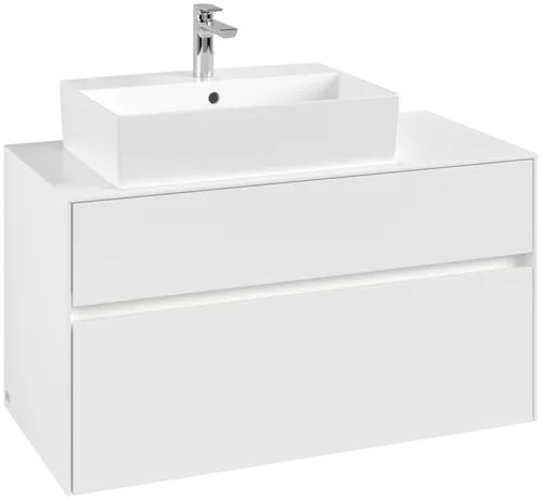 Obrázek VILLEROY BOCH Collaro toaletní skříňka, s osvětlením, 2 výsuvy, 1000 x 548 x 500 mm, bílá matná / bílá matná #C126B0MS