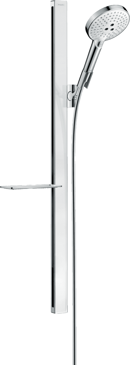 Зображення з  HANSGROHE Raindance Select S Shower set 120 3jet with shower bar 90 cm and shelf #27648400 - White/Chrome