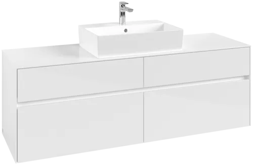 Picture of VILLEROY BOCH Collaro Vanity unit, 4 pull-out compartments, 1600 x 548 x 500 mm, Glossy White / Glossy White #C13400DH