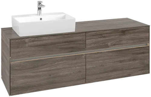 Picture of VILLEROY BOCH Collaro Vanity unit, with lighting, 4 pull-out compartments, 1600 x 548 x 500 mm, Stone Oak / Stone Oak #C135B0RK
