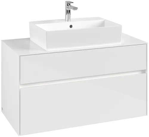 Obrázek VILLEROY BOCH Collaro toaletní skříňka, s osvětlením, 2 výsuvy, 1000 x 548 x 500 mm, lesklá bílá / lesklá bílá #C125B0DH