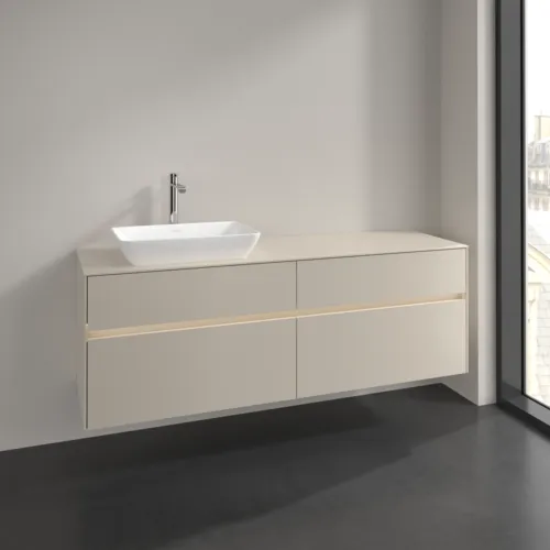 Bild von VILLEROY BOCH Collaro Waschbeckenunterschrank, mit Beleuchtung, 4 Auszüge, 1600 x 548 x 500 mm, Cashmere Grey / Cashmere Grey #C121B0VN