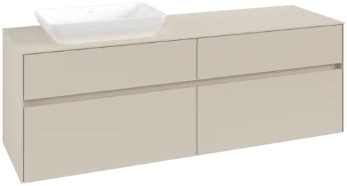 Picture of VILLEROY BOCH Collaro Vanity unit, with lighting, 4 pull-out compartments, 1600 x 548 x 500 mm, Cashmere Grey / Cashmere Grey #C121B0VN