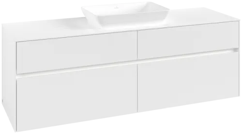Picture of VILLEROY BOCH Collaro Vanity unit, with lighting, 4 pull-out compartments, 1600 x 548 x 500 mm, White Matt / White Matt #C120B0MS