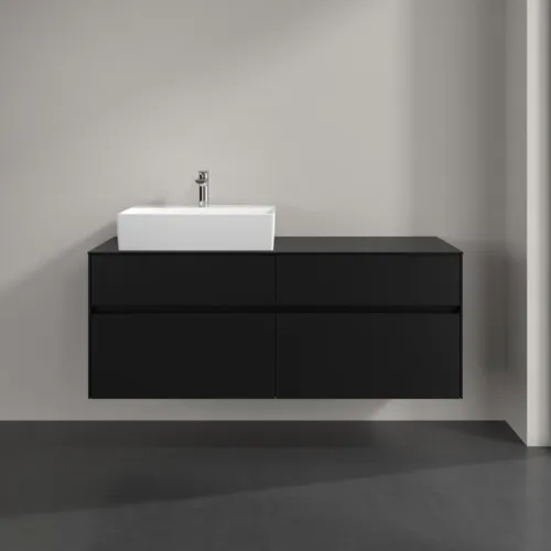 Bild von VILLEROY BOCH Collaro Waschbeckenunterschrank, 4 Auszüge, 1400 x 548 x 500 mm, Volcano Black / Volcano Black #C13200VL