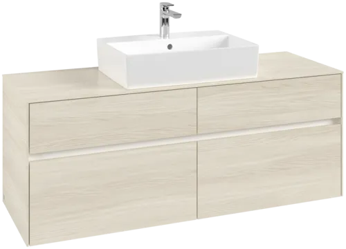 Picture of VILLEROY BOCH Collaro Vanity unit, with lighting, 4 pull-out compartments, 1400 x 548 x 500 mm, White Oak / White Oak #C131B0AA