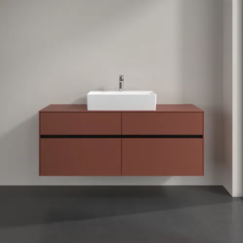 Bild von VILLEROY BOCH Collaro Waschbeckenunterschrank, mit Beleuchtung, 4 Auszüge, 1400 x 548 x 500 mm, Wine Red / Wine Red #C131B0AH