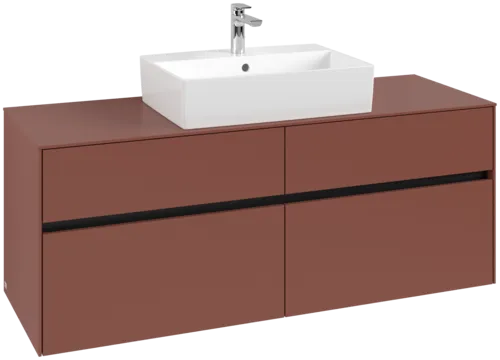 Picture of VILLEROY BOCH Collaro Vanity unit, with lighting, 4 pull-out compartments, 1400 x 548 x 500 mm, Wine Red / Wine Red #C131B0AH