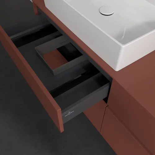 Bild von VILLEROY BOCH Collaro Waschbeckenunterschrank, mit Beleuchtung, 4 Auszüge, 1400 x 548 x 500 mm, Wine Red / Wine Red #C132B0AH