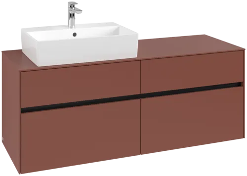 Picture of VILLEROY BOCH Collaro Vanity unit, with lighting, 4 pull-out compartments, 1400 x 548 x 500 mm, Wine Red / Wine Red #C132B0AH