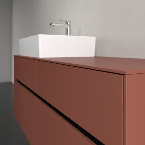 Bild von VILLEROY BOCH Collaro Waschbeckenunterschrank, mit Beleuchtung, 4 Auszüge, 1400 x 548 x 500 mm, Wine Red / Wine Red #C132B0AH