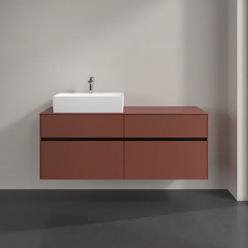Bild von VILLEROY BOCH Collaro Waschbeckenunterschrank, mit Beleuchtung, 4 Auszüge, 1400 x 548 x 500 mm, Wine Red / Wine Red #C132B0AH