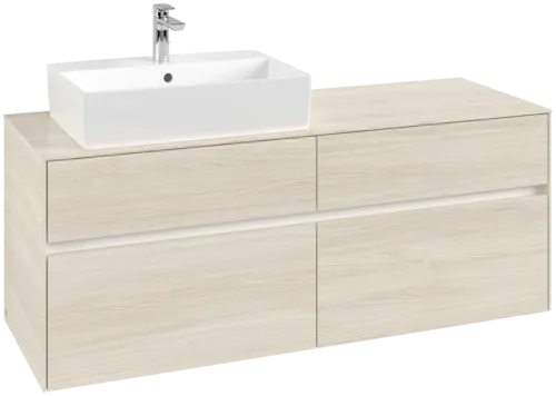 Picture of VILLEROY BOCH Collaro Vanity unit, with lighting, 4 pull-out compartments, 1400 x 548 x 500 mm, White Oak / White Oak #C132B0AA