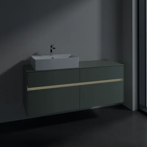 Bild von VILLEROY BOCH Collaro Waschbeckenunterschrank, mit Beleuchtung, 4 Auszüge, 1400 x 548 x 500 mm, Soft Green / Soft Green #C132B0AF