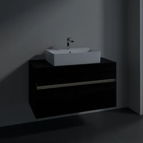 Bild von VILLEROY BOCH Collaro Waschbeckenunterschrank, mit Beleuchtung, 2 Auszüge, 1000 x 548 x 500 mm, Black Oak / Black Oak #C125B0AB