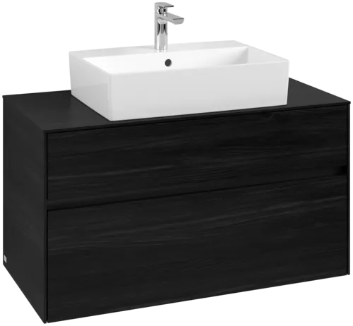 Picture of VILLEROY BOCH Collaro Vanity unit, with lighting, 2 pull-out compartments, 1000 x 548 x 500 mm, Black Oak / Black Oak #C125B0AB