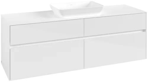 Picture of VILLEROY BOCH Collaro Vanity unit, 4 pull-out compartments, 1600 x 548 x 500 mm, Glossy White / Glossy White #C12000DH