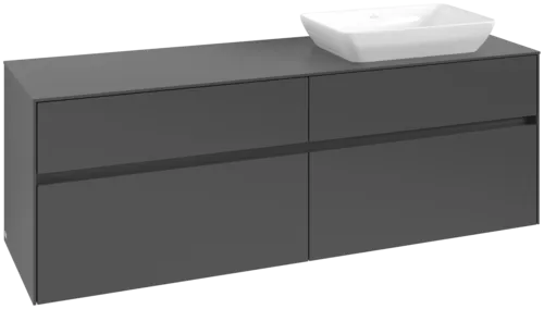 Picture of VILLEROY BOCH Collaro Vanity unit, with lighting, 4 pull-out compartments, 1600 x 548 x 500 mm, Graphite / Graphite #C122B0VR