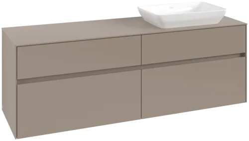 Picture of VILLEROY BOCH Collaro Vanity unit, with lighting, 4 pull-out compartments, 1600 x 548 x 500 mm, Taupe / Taupe #C122B0VM