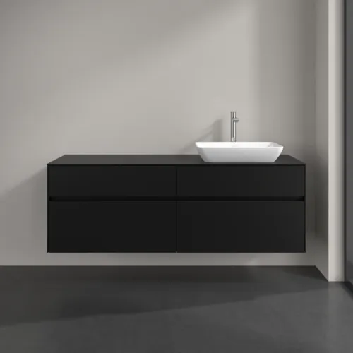 Bild von VILLEROY BOCH Collaro Waschbeckenunterschrank, mit Beleuchtung, 4 Auszüge, 1600 x 548 x 500 mm, Volcano Black / Volcano Black #C122B0VL