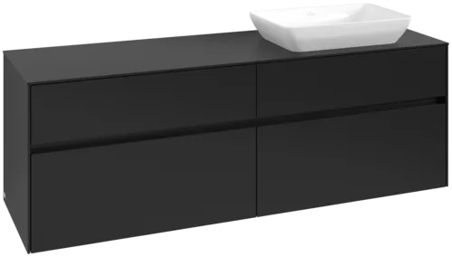 Picture of VILLEROY BOCH Collaro Vanity unit, with lighting, 4 pull-out compartments, 1600 x 548 x 500 mm, Volcano Black / Volcano Black #C122B0VL