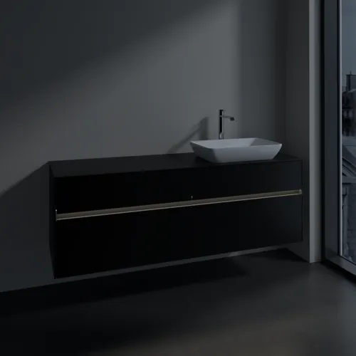 Bild von VILLEROY BOCH Collaro Waschbeckenunterschrank, mit Beleuchtung, 4 Auszüge, 1600 x 548 x 500 mm, Volcano Black / Volcano Black #C122B0VL
