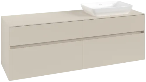 Picture of VILLEROY BOCH Collaro Vanity unit, with lighting, 4 pull-out compartments, 1600 x 548 x 500 mm, Cashmere Grey / Cashmere Grey #C122B0VN
