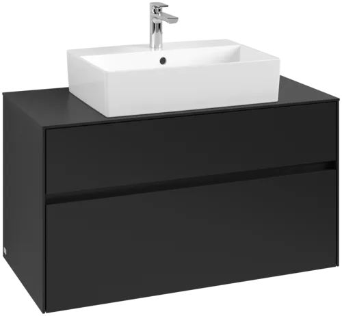 Picture of VILLEROY BOCH Collaro Vanity unit, 2 pull-out compartments, 1000 x 548 x 500 mm, Volcano Black / Volcano Black #C12500VL
